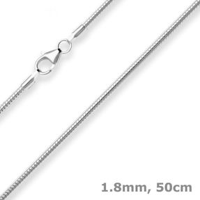 1,8mm Schlangenkette Silberkette Collier Halskette aus 925 Silber 50cm
