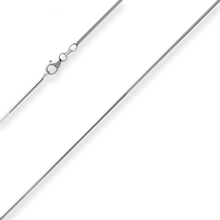 1mm Schlangenkette diamantiert aus 925 Silber rhodiniert 42cm