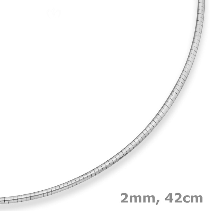 2mm Halsreif Tondakette aus 925 Silber rhodiniert 42cm