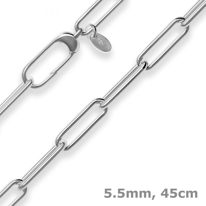 5.5mm Ankerkette weit aus 925 Silber rhodiniert 45cm