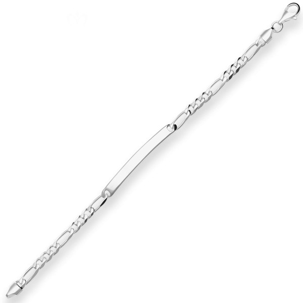 5.5mm Id-Armband Figarokette diamantiert aus 925 Silber 19cm