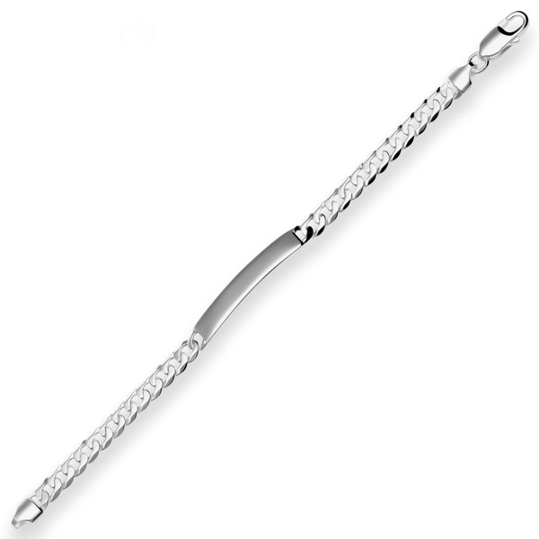 6.5mm Id-Armband Panzerkette aus 925 Silber rhodiniert 23cm