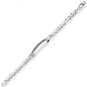 7,6mm Id-Armband Panzerkette Armschmuck aus 925 Silber rhodiniert 21cm