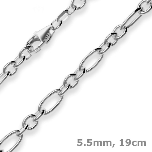 5.5mm Armband Ankerkette-Figaro aus 925 Silber rhodiniert 19cm