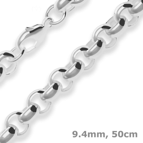 9,4mm Erbskette Silberkette Collier Halskette aus 925 Silber 50cm