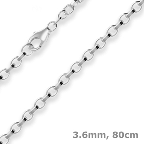 3,6mm Erbskette Silberkette Collier Halskette aus 925 Silber 80cm