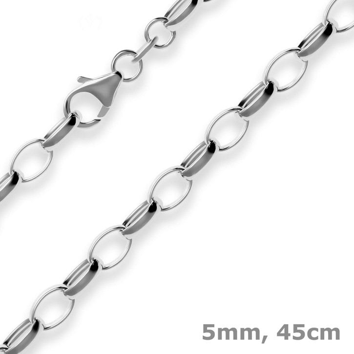 5mm Erbskette aus 925 Silber rhodiniert 45cm