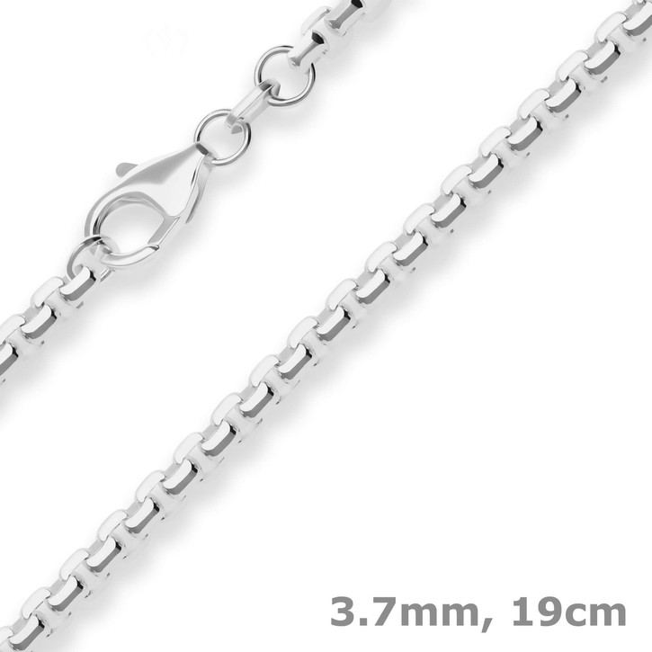 3.7mm Armband Veneziakette vierkant aus 925 Silber 19cm