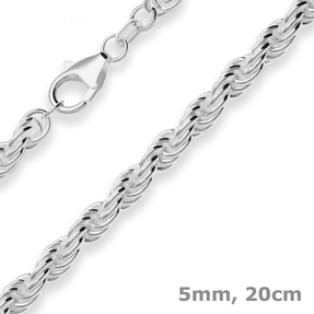 5mm Armband Kordelkette massiv Silberarmband Armschmuck aus 925 Silber 20cm