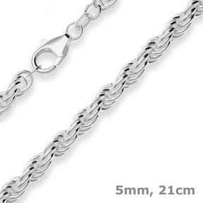 5mm Armband Kordelkette massiv Silberarmband Armschmuck aus 925 Silber 21cm