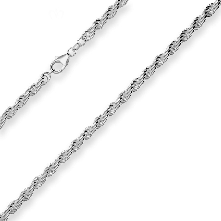 5mm Kordelkette massiv aus 925 Silber rhodiniert 45cm