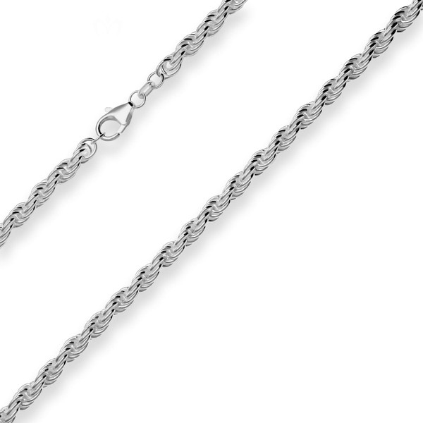 5mm Kordelkette massiv aus 925 Silber rhodiniert 45cm