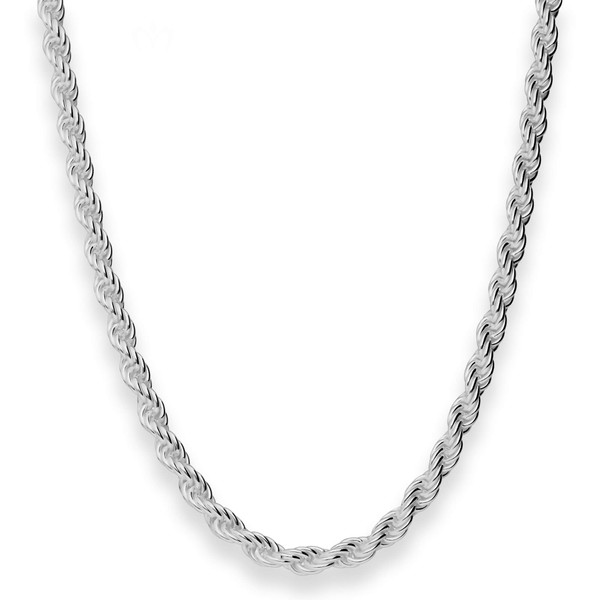 5mm Kordelkette massiv aus 925 Silber rhodiniert 45cm