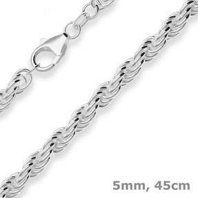 5mm Kordelkette massiv Silberkette Collier Halskette aus 925 Silber 45cm