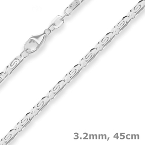 3,2mm S-Panzerkette Silberkette Collier Halskette aus 925 Silber 45cm
