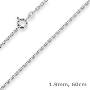 1,9mm Ankerkette diamantiert Collier Halskette aus 925 Silber rhodiniert 60cm