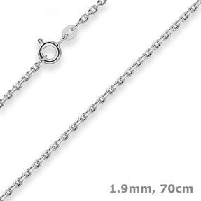 1,9mm Ankerkette diamantiert Collier Halskette aus 925 Silber rhodiniert 70cm