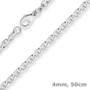 4mm Panzerstegkette Silberkette Collier Halskette aus 925 Silber 50cm