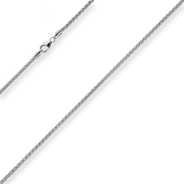 2.1mm Zopfkette aus 925 Silber rhodiniert 80cm