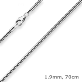 1,9mm Schlangenkette Kette Collier Halskette aus 925 Silber rhodiniert 70cm