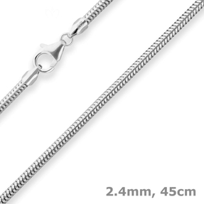 2,4mm Schlangenkette Kette Collier Halskette aus 925 Silber rhodiniert 45cm