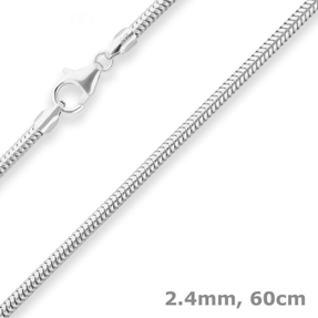 2,4mm Schlangenkette Silberkette Collier Halskette aus 925 Silber 60cm