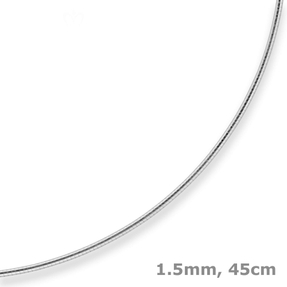 1,5mm Halsreif Tondakette Kette Collier Omegareif aus 925 Silber rhodiniert 45cm