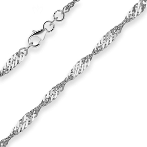 3,8mm Singapurkette Silberkette Collier Halskette aus 925 Silber rhodiniert 50cm