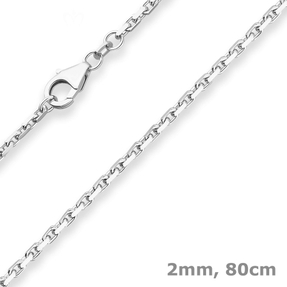2mm Ankerkette diamantiert Silberkette Collier Halskette aus 925 Silber 80cm
