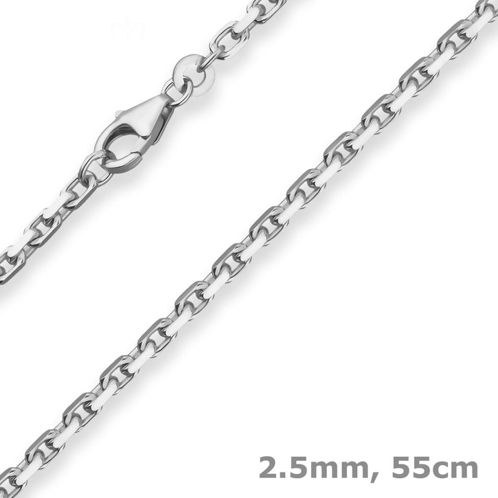 2.5mm Ankerkette diamantiert aus 925 Silber 55cm