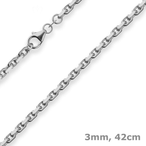 3mm Ankerkette diamantiert Collier Halskette aus 925 Silber rhodiniert 42cm