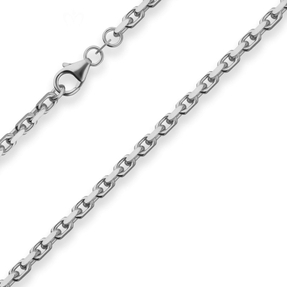 3mm Ankerkette diamantiert Collier Halskette aus 925 Silber rhodiniert 42cm
