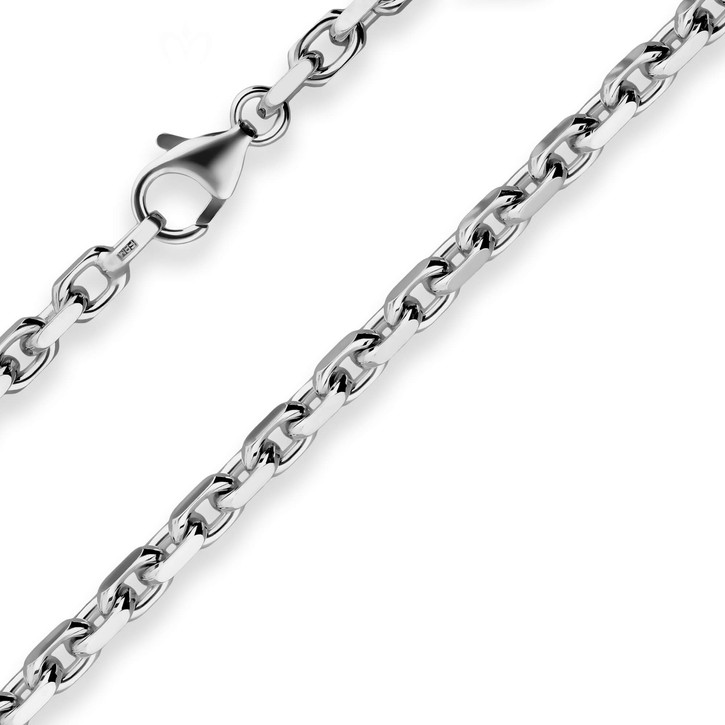 4mm Armband Ankerkette diamantiert 925 Silber rhodiniert 21cm