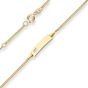 1,7mm Id-Armband Panzerkette Schildband, Herz aus 333 Gold Gelbgold 14cm 1,7mm Id-Armband Panzerkette Schildband, Herz aus 333 Gold Gelbgold 14cm