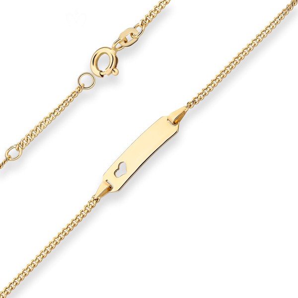1.7mm Id-Armband Panzerkette Schildband Herz 585 Gelbgold 14cm