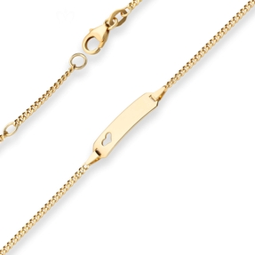 1,7mm Id-Armband Panzerkette Schildband, Herz aus 750 Gold Gelbgold 18cm