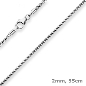 2mm Veneziakette rund Kette Collier Halskette aus 925 Silber rhodiniert 55cm