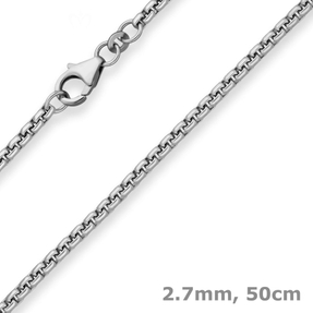 2,7mm Veneziakette rund Kette Collier Halskette aus 925 Silber rhodiniert 50cm