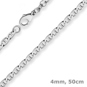 4mm Panzerstegkette Silberkette Collier Halskette aus 925 Silber rhodiniert 50cm