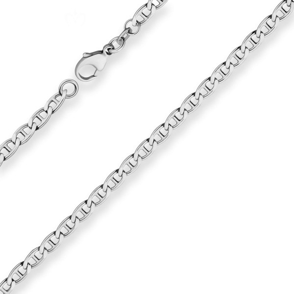4mm Panzerstegkette aus 925 Silber rhodiniert 50cm