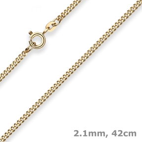 2,1mm Panzerkette Goldkette Collier Halskette aus 375 Gold Gelbgold 42cm