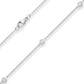 Armband Rund-Ankerkette Armschmuck aus 375 Gold Weißgold 19cm Zirkonia Armband Rund-Ankerkette Armschmuck aus 375 Gold Weißgold 19cm Zirkonia