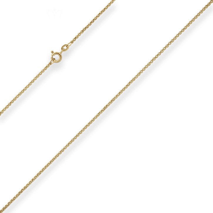 1.5mm Erbskette aus 585 Gelbgold 38cm