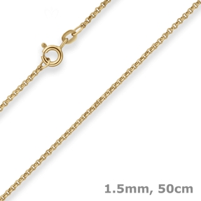 1,5mm Erbskette Goldkette Collier Halskette aus 585 Gold Gelbgold 50cm