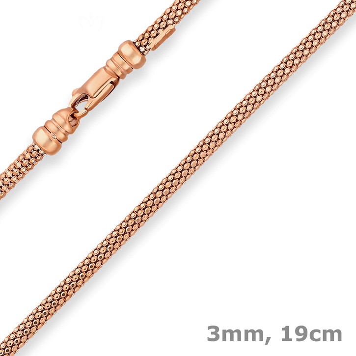 3mm Armband Himbeerkette aus 585 Rotgold 19cm
