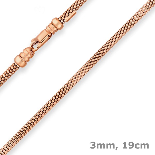 3mm Armband Himbeerkette aus 585 Rotgold 19cm