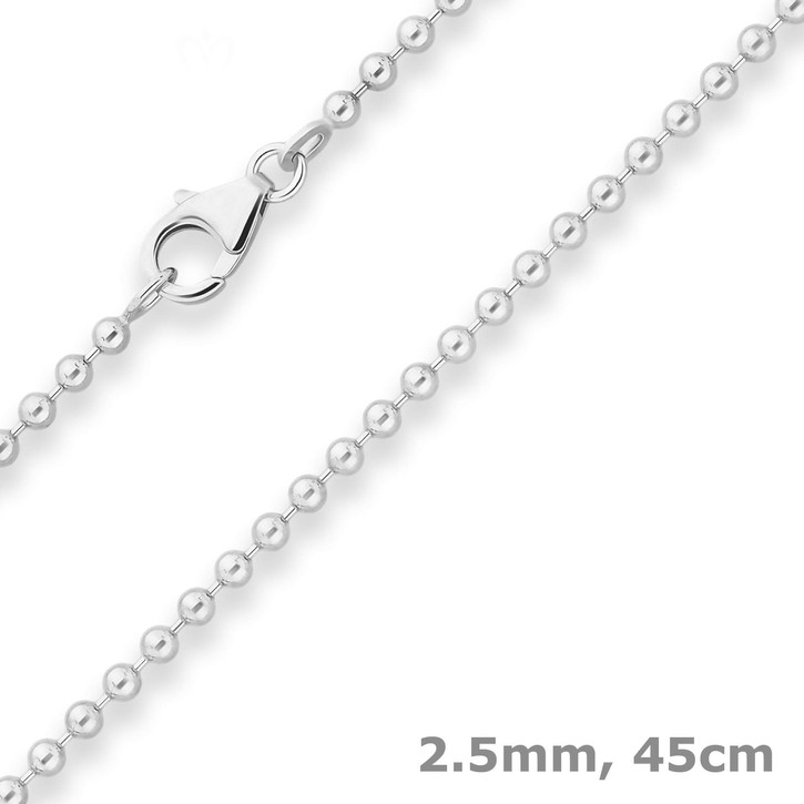2.5mm Kugelkette aus 925 Silber 45cm