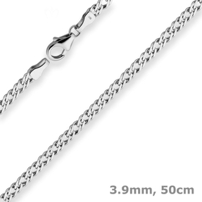 3,9mm Zwillingspanzerkette Collier Halskette aus 925 Silber rhodiniert 50cm
