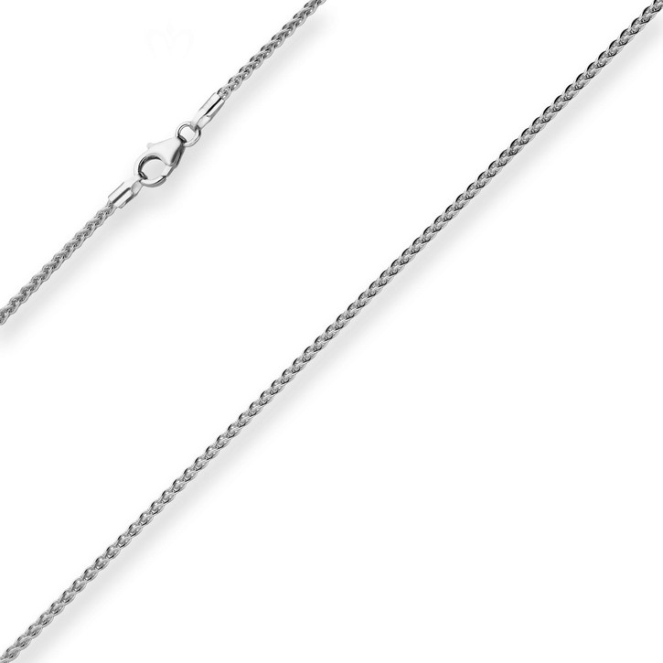 1.7mm Zopfkette aus 925 Silber rhodiniert 50cm