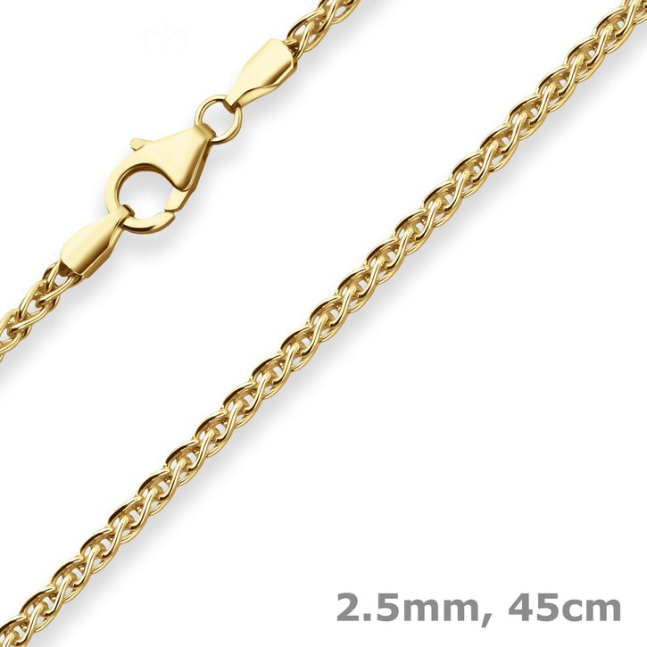 2.5mm Zopfkette aus 333 Gelbgold 45cm
